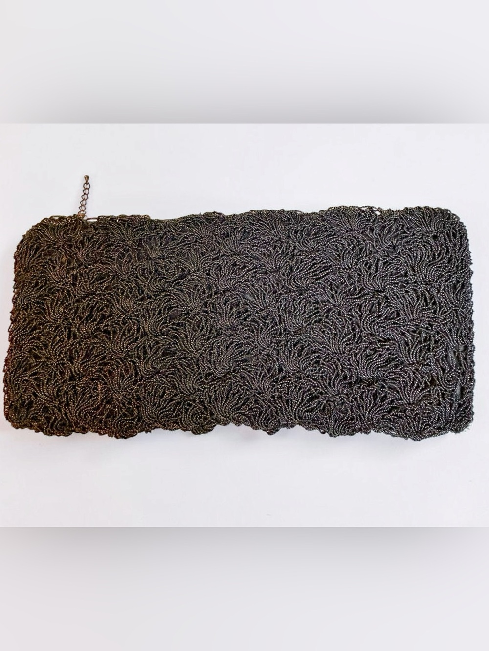 Vintage 1950s evening clutch bag, Japan, intricate black beaded design RARE